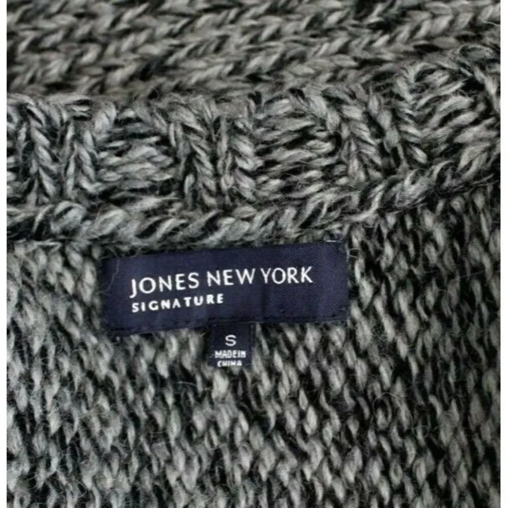 Sweater Jacket Chunky Knit Snap Closure Grannycore Oversized Button Gray Size SM